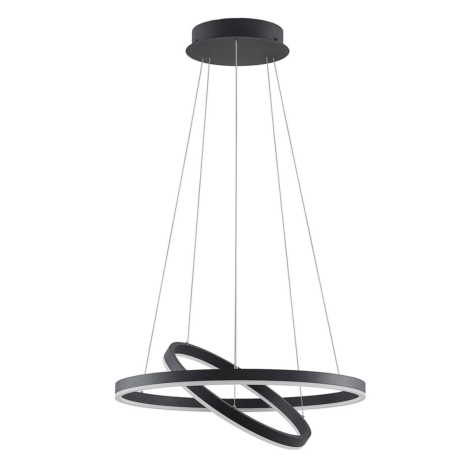 Arcchio Albiona LED-Hängeleuchte, schwarz, 2 Ringe günstig online kaufen