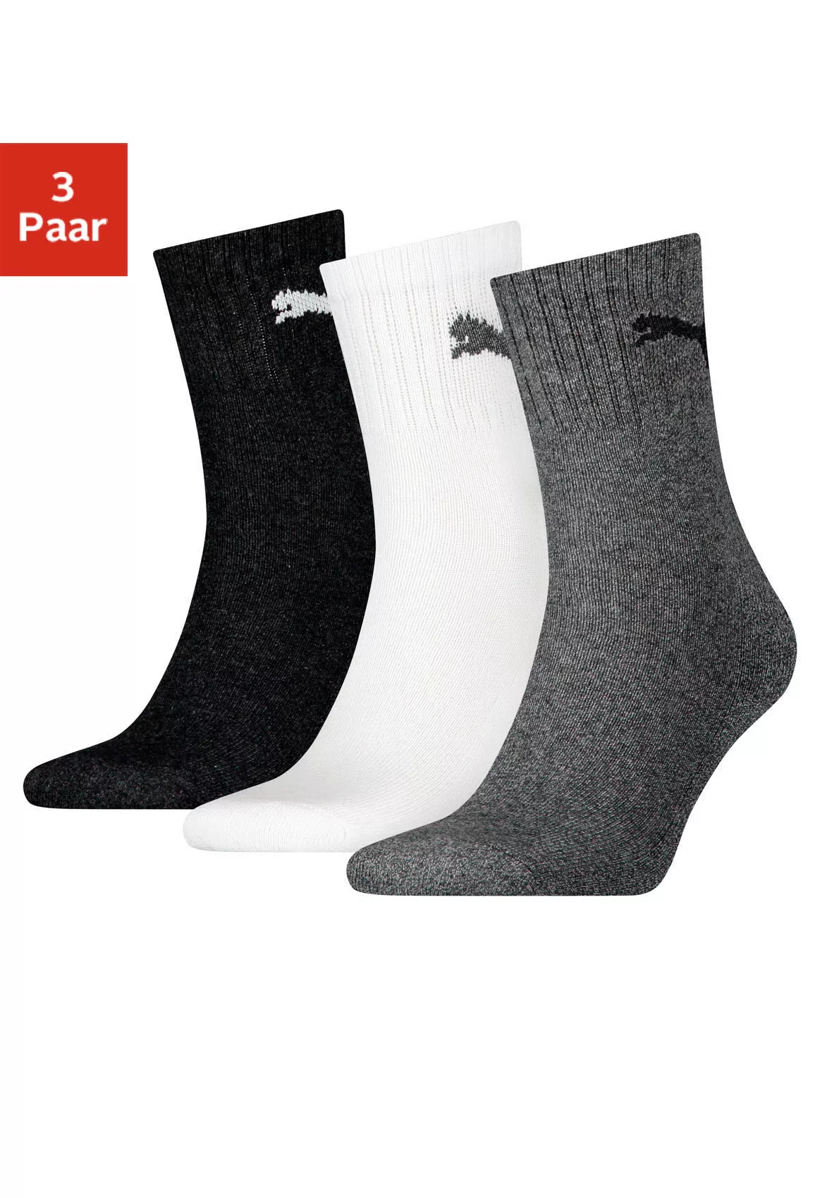 PUMA Sportsocken "short crew", (3 Paar), mit klassischer Rippe günstig online kaufen