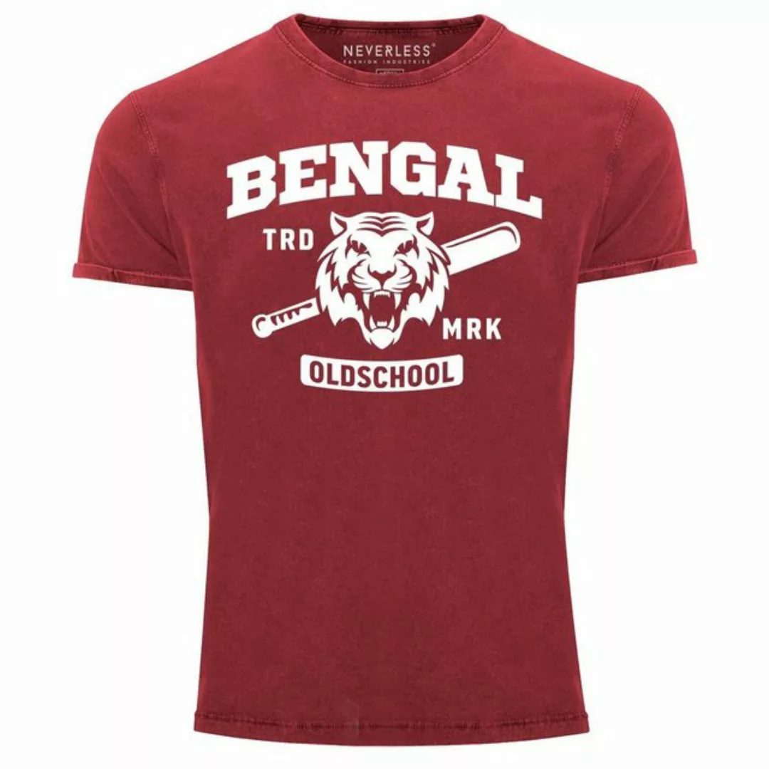 Neverless Print-Shirt Herren Vintage Shirt Bengal Tiger Baseball Sport USA günstig online kaufen