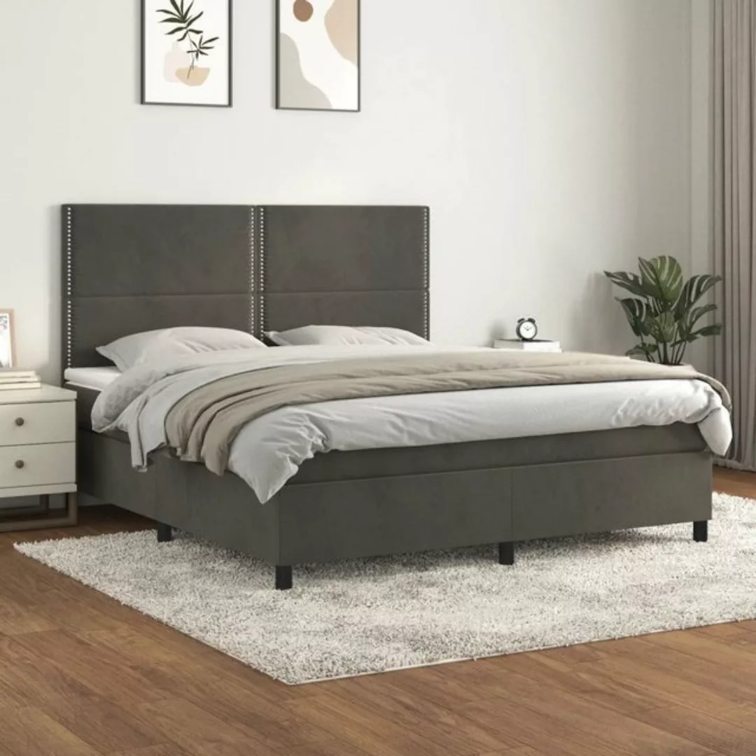 Vidaxl Boxspringbett Mit Matratze Dunkelgrau 180x200 Cm Samt günstig online kaufen