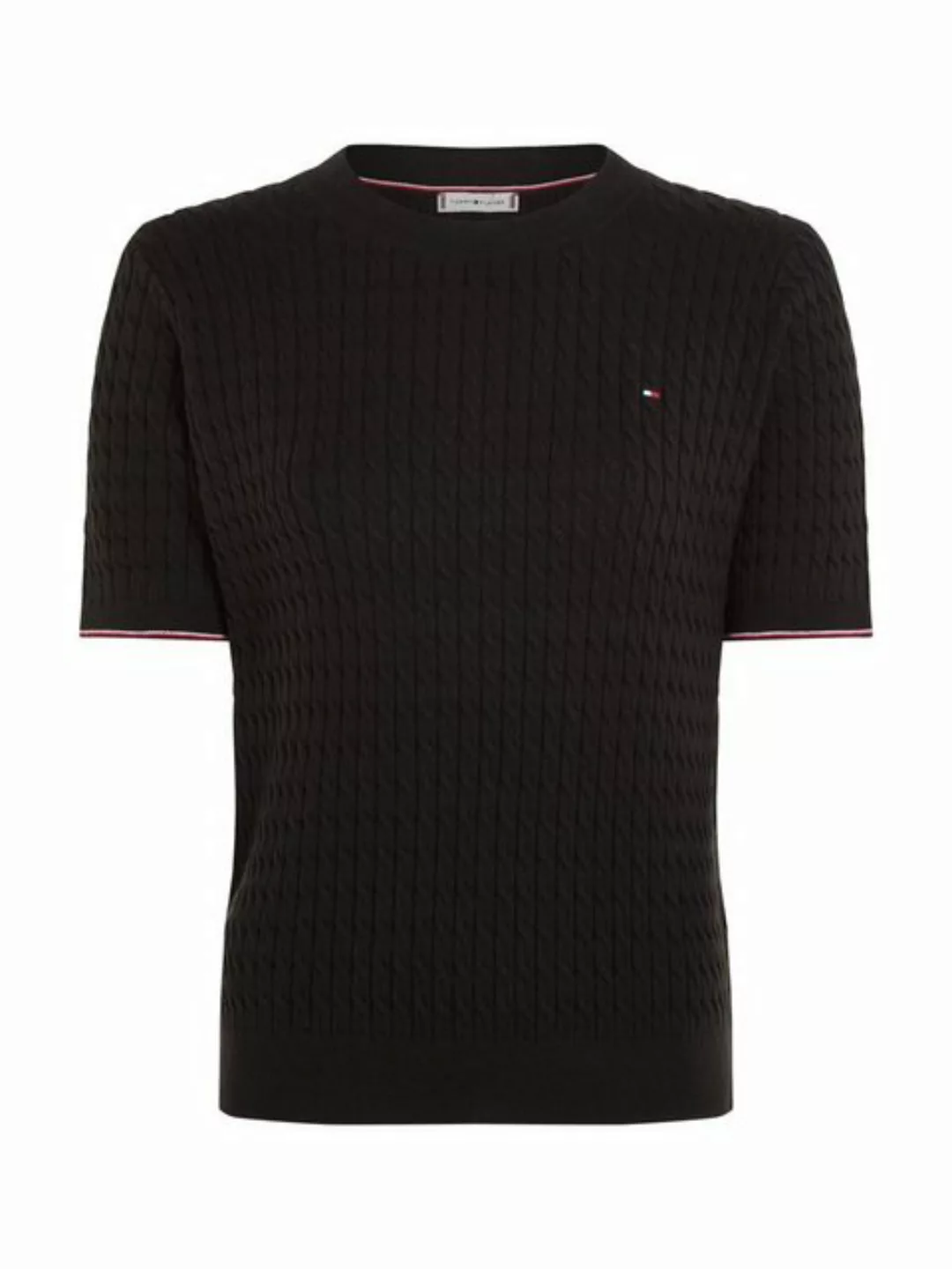 Tommy Hilfiger Kurzarmpullover CO CABLE RWB C-NK SS SWT mit Mini-Zopfmuster günstig online kaufen