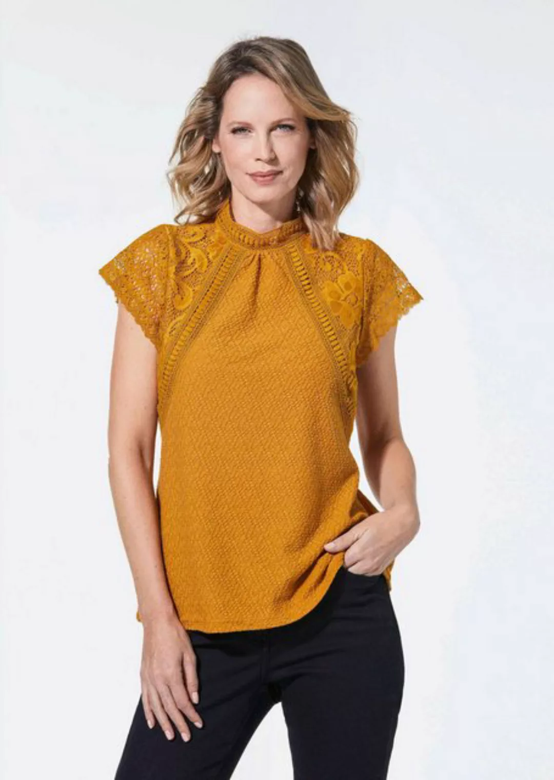 cable & gauge T-Shirt Elegantes Spitzenshirt günstig online kaufen