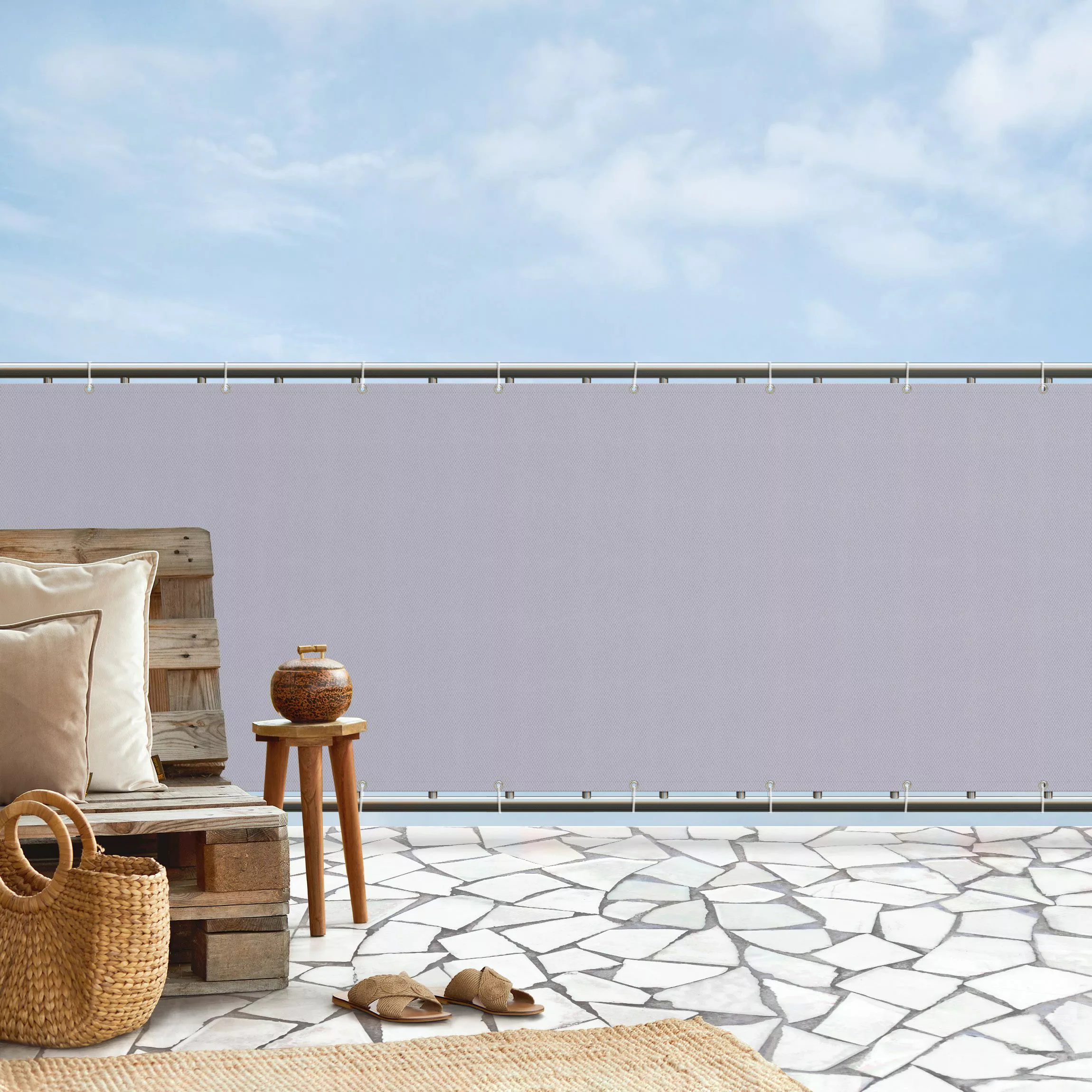 Balkon Sichtschutz Pastell graues Violett günstig online kaufen