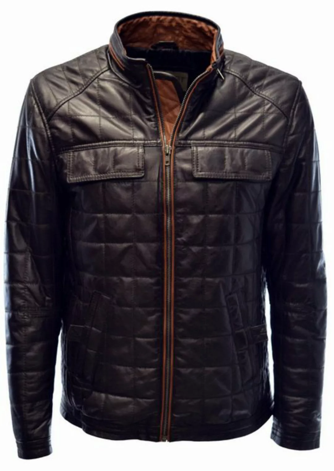 Zimmert Leather Lederjacke Logan washed Lammnappa, Steppjacke, Cognac, Dunk günstig online kaufen