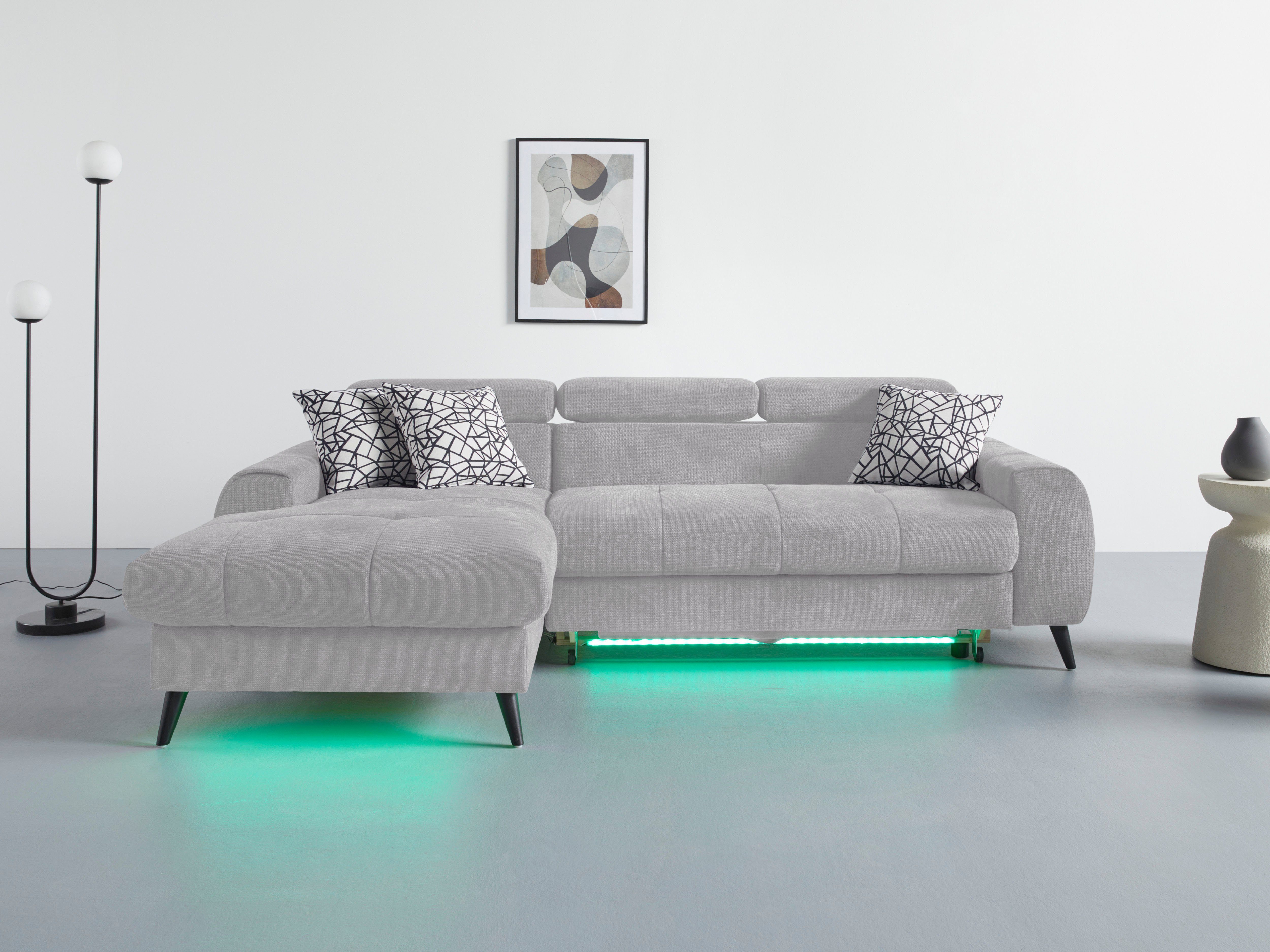 COTTA Ecksofa "Mia L-Form mit 3 Zierkissen", wahlweise mit Bettfunktion, Be günstig online kaufen