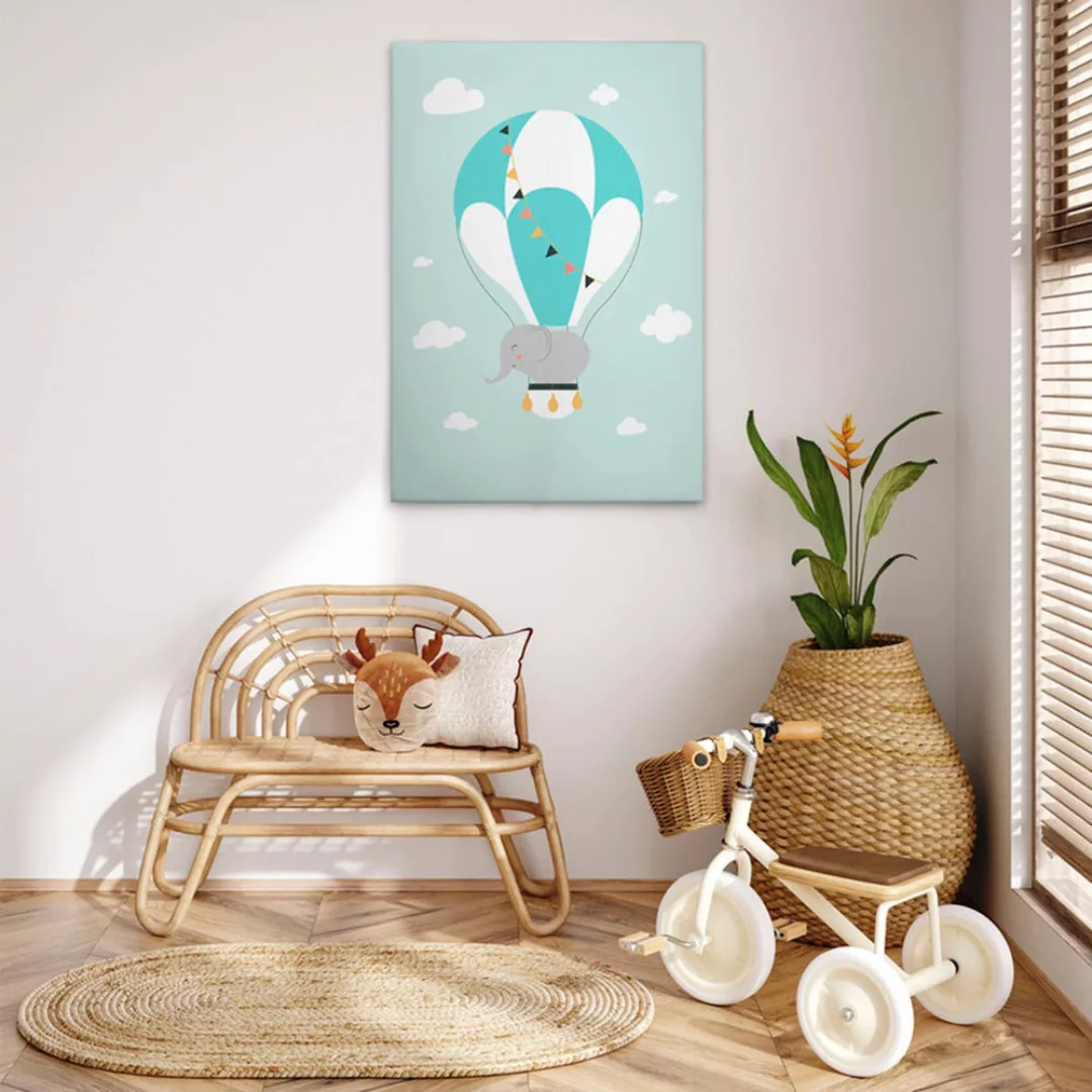 A.S. Création Leinwandbild "Animal Balloon 3 - Wandbild Grün Weiß Keilrahme günstig online kaufen