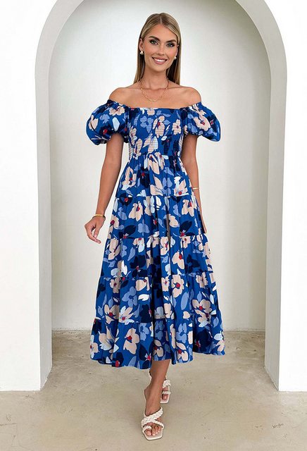 CHENIN Off-Shoulder-Kleid Schlanker Urlaubs-Langrock mit Puffärmeln Damenkl günstig online kaufen