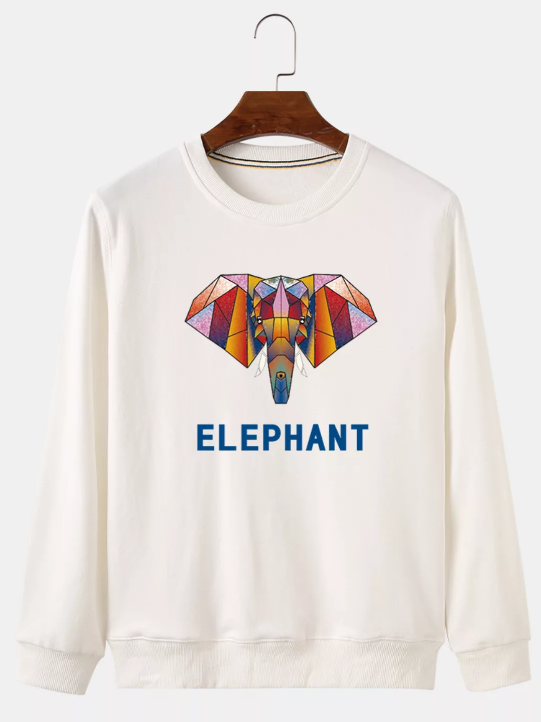 Herren Colorful Abstract Elephant Print Baumwolle Relaxed Fit Casual Pullov günstig online kaufen