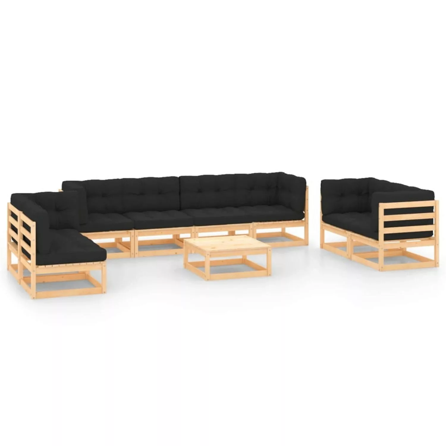 9-tlg. Garten-lounge-set Mit Kissen Massivholz Kiefer günstig online kaufen