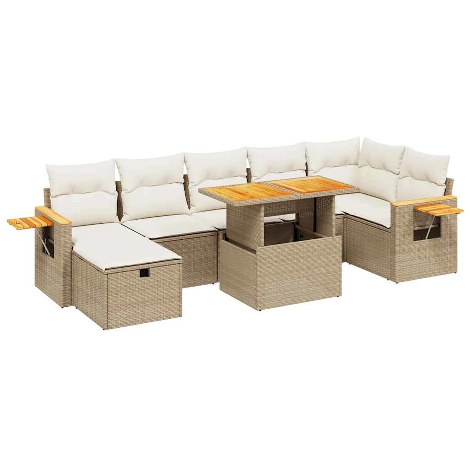 vidaXL 8-Tlg Garten-Sofagarnitur mit Kissen Beige Poly Rattan 3276152 günstig online kaufen