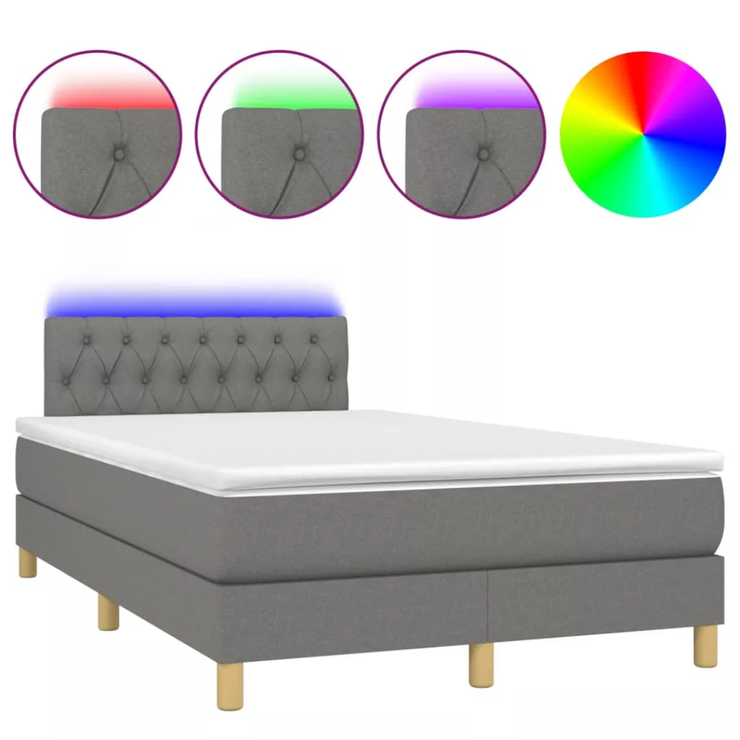 Vidaxl Boxspringbett Mit Matratze & Led Dunkelgrau 120x200 Cm Stoff günstig online kaufen