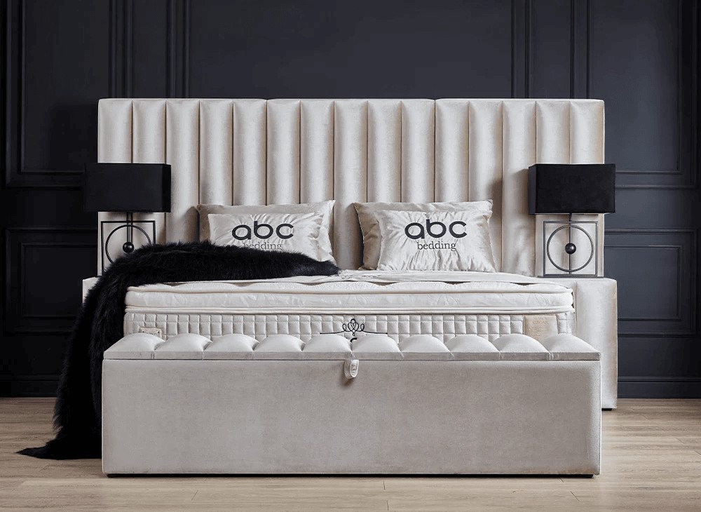 abc bedding Boxspringbett Komfortbett OSCAR mit Samt in Creme Beige, Voll-o günstig online kaufen