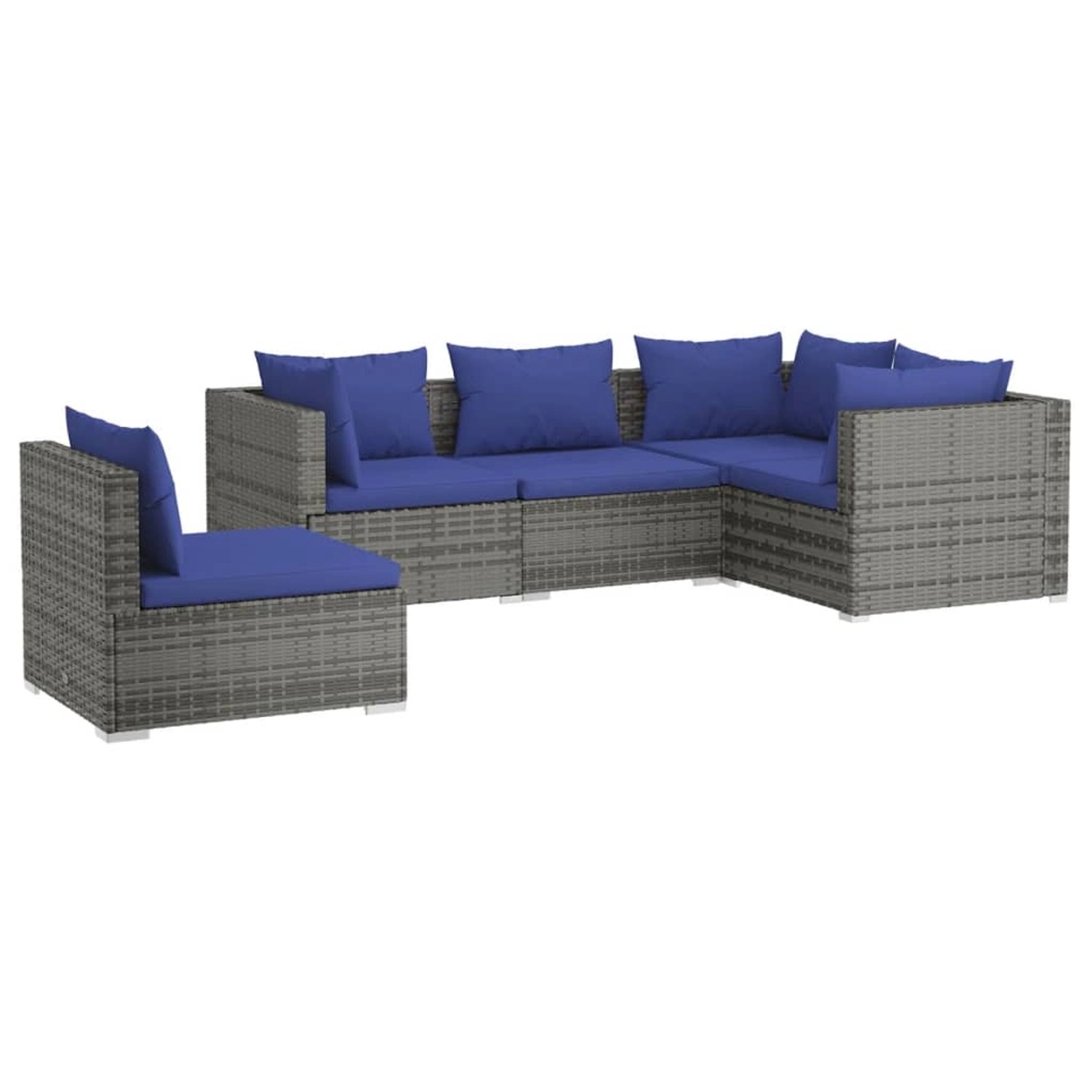 Vidaxl 5-tlg. Garten-lounge-set Mit Kissen Poly Rattan Grau günstig online kaufen