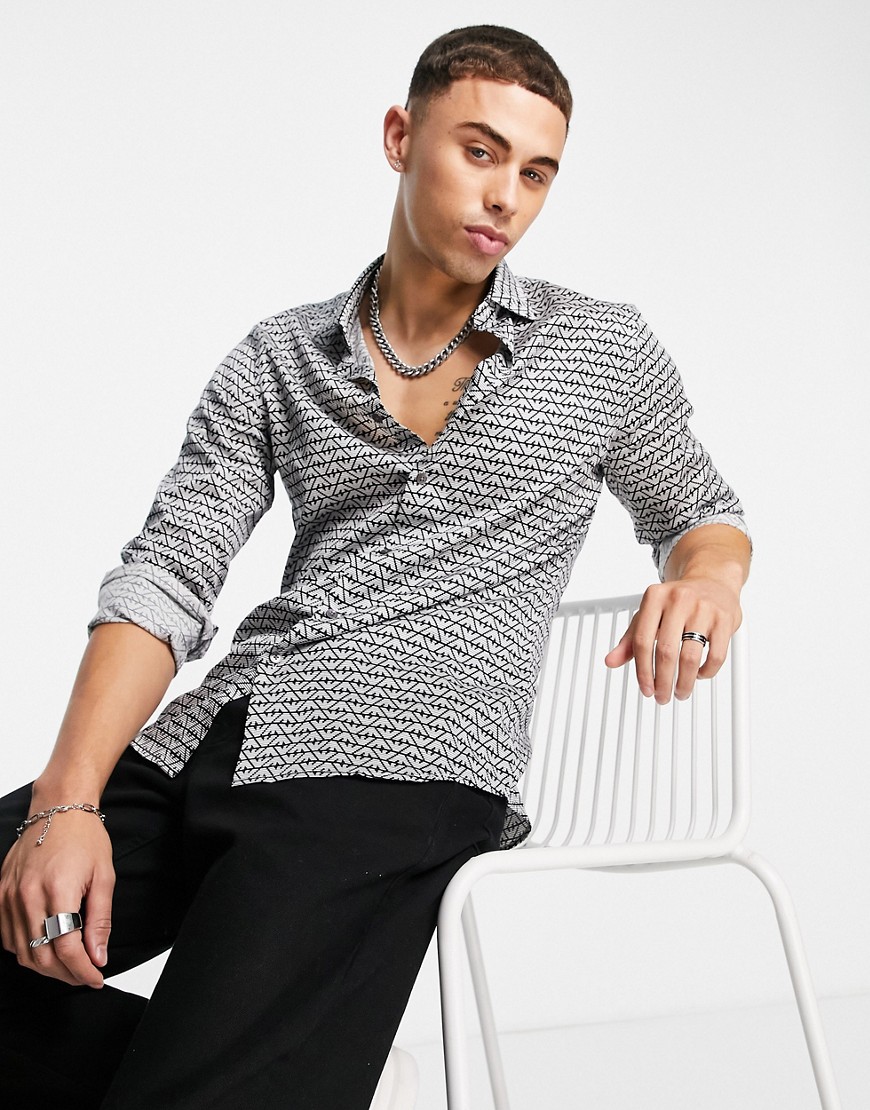 Emporio Armani – Baumwoll-Hemd mit Stretch und großem Adler-Logoaufdruck in günstig online kaufen