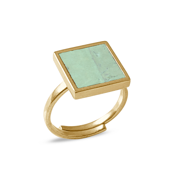 Square Ring Gold Mit Kork | Verstellbarer Ring Quadrat 18k Vergoldet günstig online kaufen