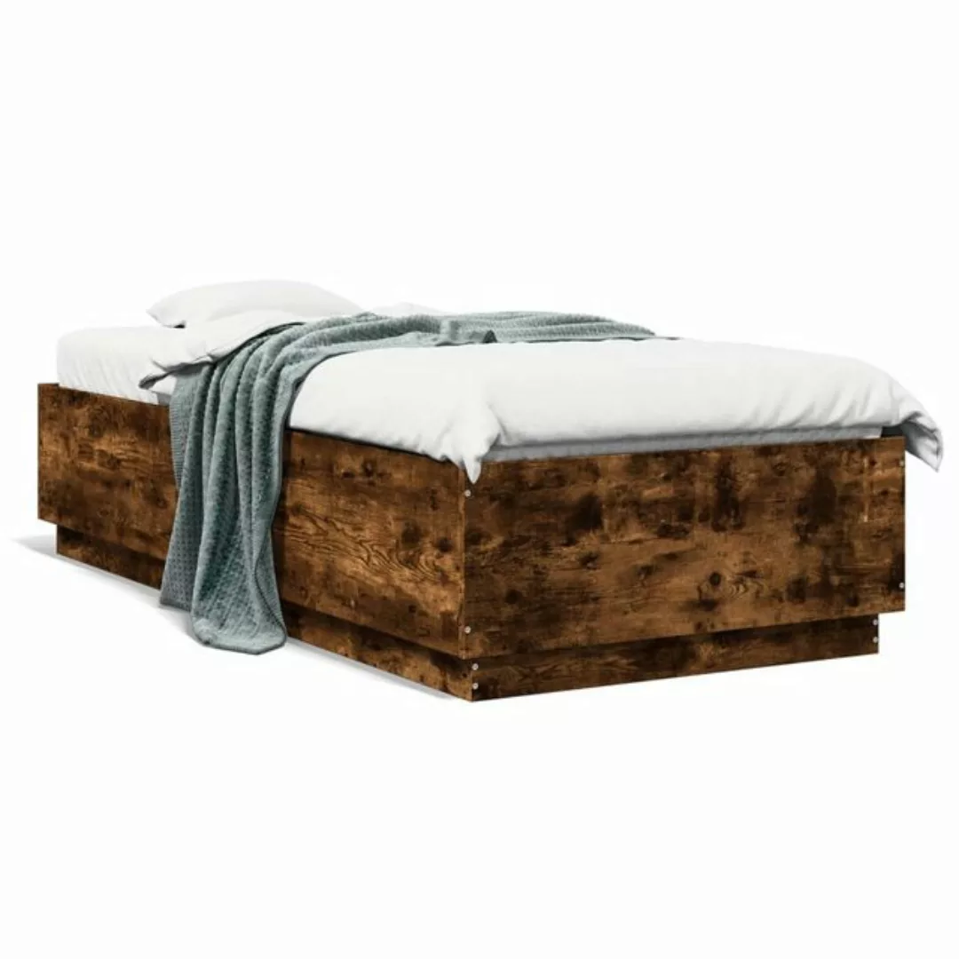 vidaXL Bettgestell, Bettrahmen Räuchereiche 90x200 cm Holzwerkstoff günstig online kaufen