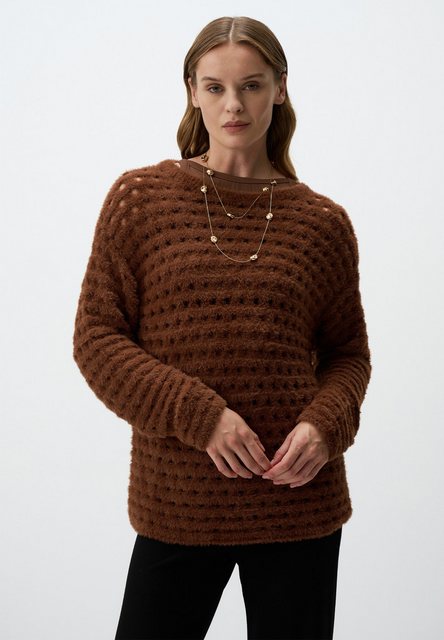 Jimmy Key Strickpullover Braun Strukturiert Flauschig Pullover günstig online kaufen