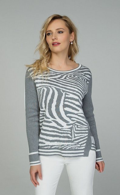 Passioni Strickpullover Pullover mit Jacquard-Muster im Zebralook günstig online kaufen