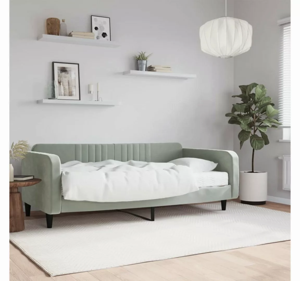 furnicato Bett Tagesbett mit Matratze Hellgrau 100x200 cm Samt günstig online kaufen