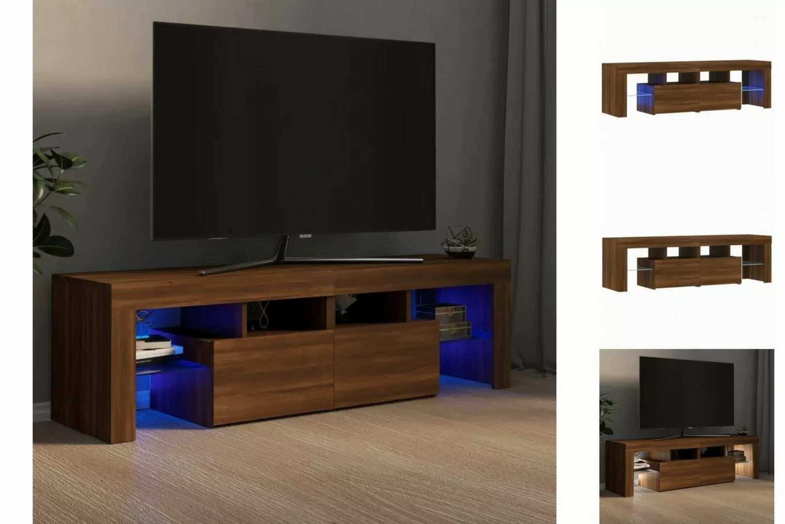 vidaXL TV-Schrank TV-Schrank mit LED-Leuchten Braun Eichen-Optik 140x36,5x4 günstig online kaufen