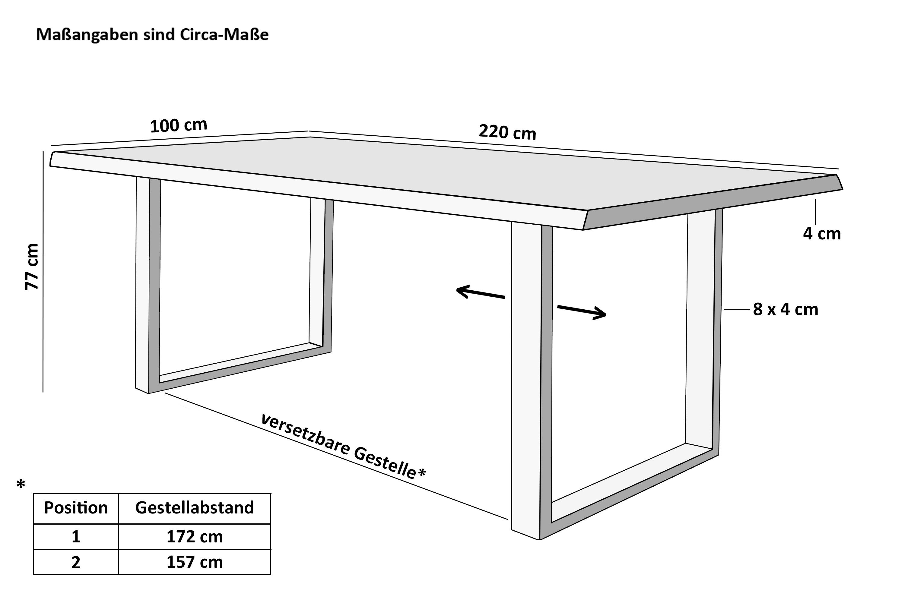 SAM® Esstisch Thoran, Holz-Optik Wildeiche, U-Metallgestell, günstig online kaufen