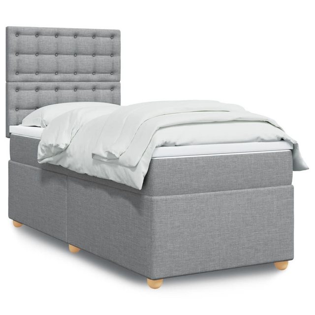 vidaXL Boxspringbett, Boxspringbett mit Matratze Hellgrau 90x190 cm Stoff günstig online kaufen