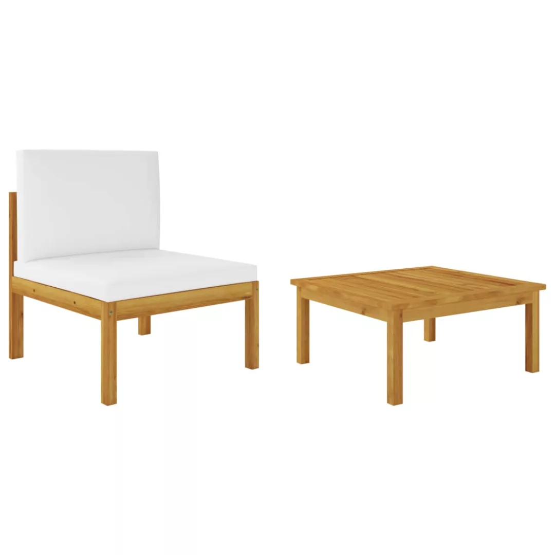 2-tlg. Garten-lounge-set Mit Auflagen Massivholz Akazie günstig online kaufen