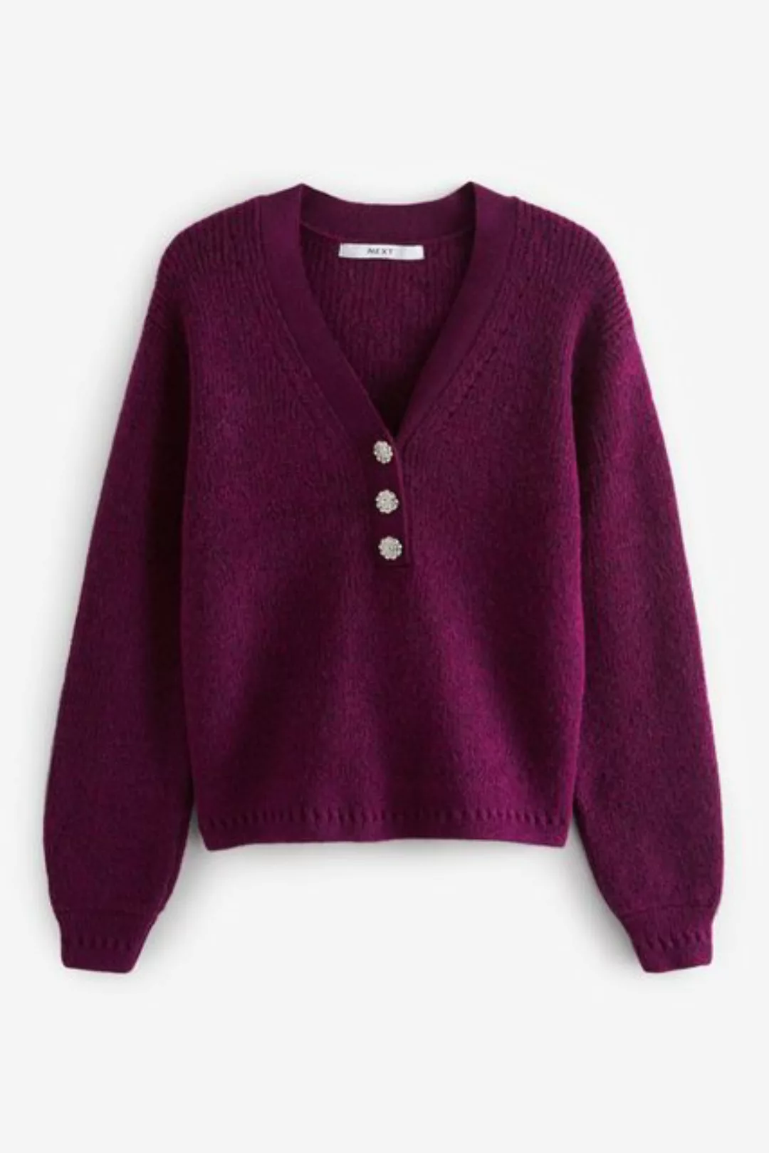 Next V-Ausschnitt-Pullover Pullover mit V-Ausschnitt und Schmuckknopf (1-tl günstig online kaufen