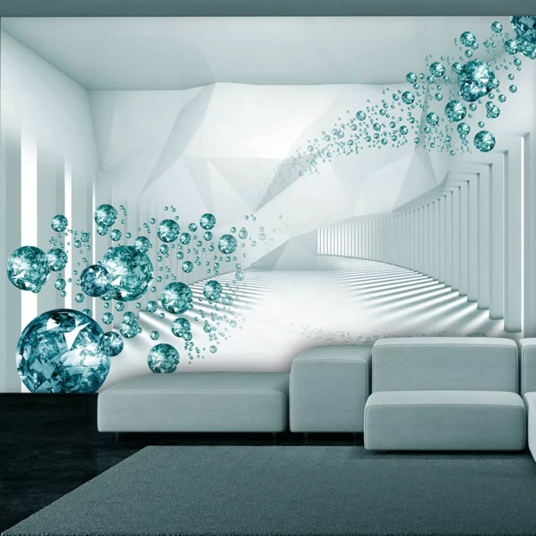 Selbstklebende Fototapete - Diamond Corridor (Turquoise) günstig online kaufen