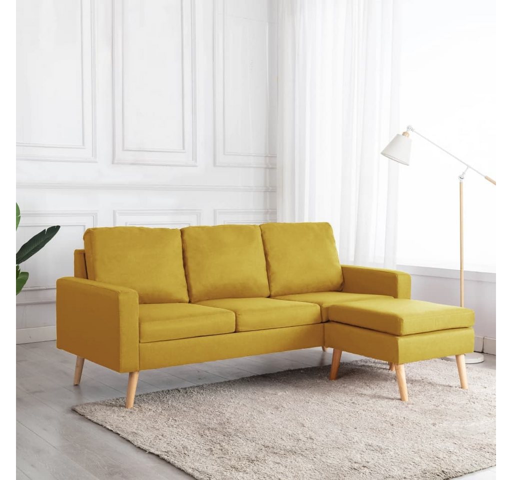 vidaXL Sofa 3 Sitzer Sofa mit Hocker Stoff, Gelb günstig online kaufen