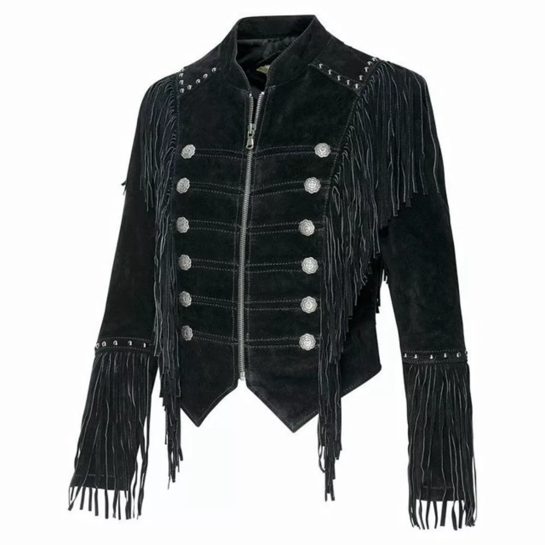 Stars & Stripes Lederjacke Brianna mit Fransen, Nieten und Conchos günstig online kaufen