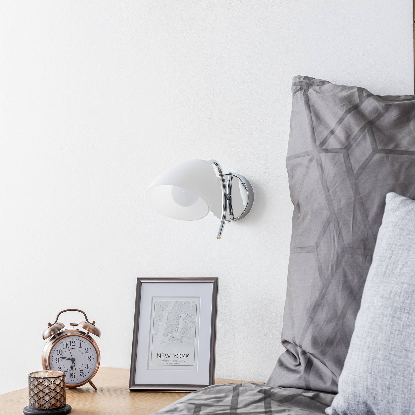 Wandlampe Varietta mit Glasschirm, chrom günstig online kaufen