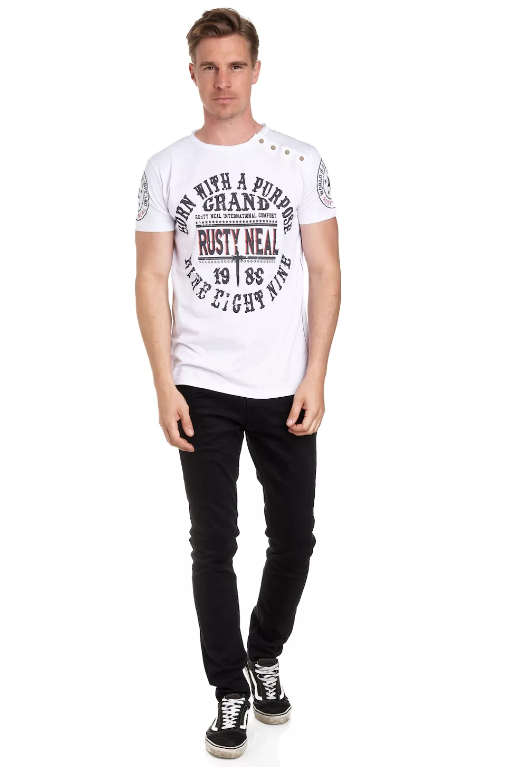 Rusty Neal T-Shirt, mit seitlicher Knopfleiste günstig online kaufen