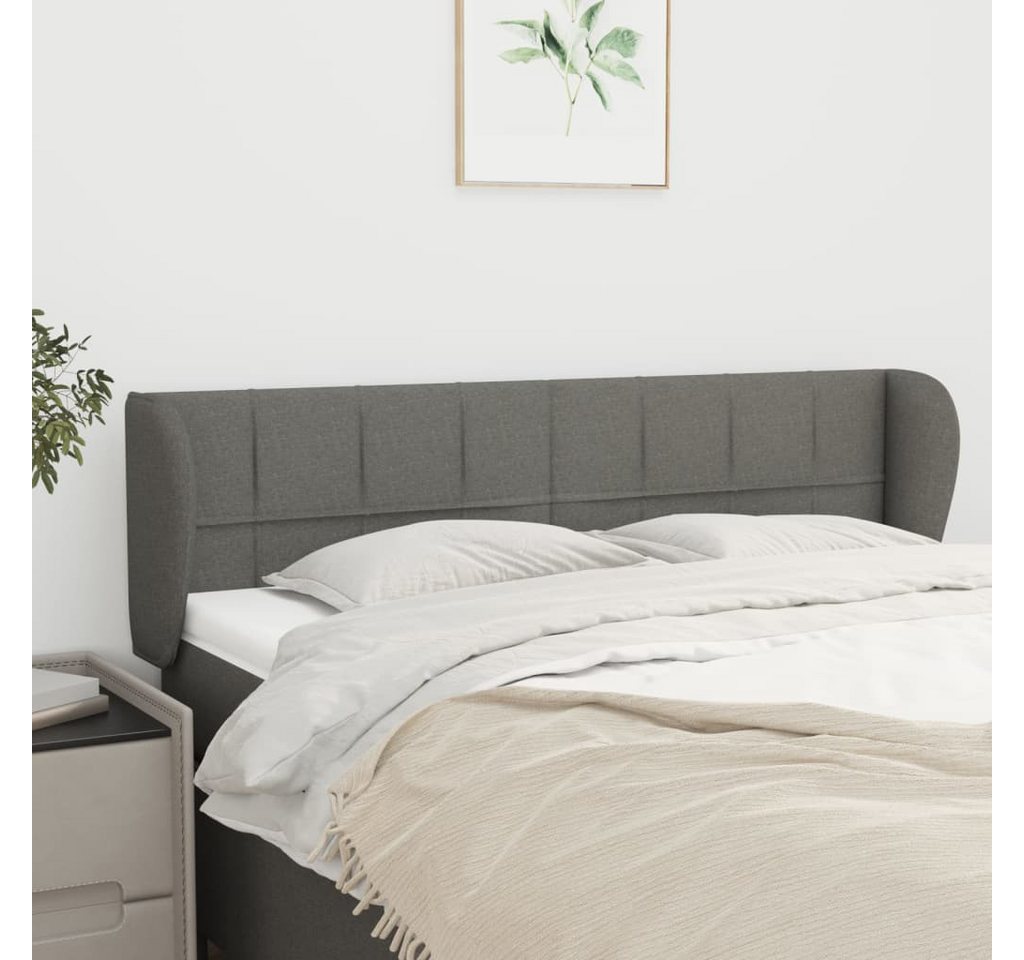 vidaXL Bett, Kopfteil mit Ohren Dunkelgrau 147x23x78/88 cm Stoff günstig online kaufen