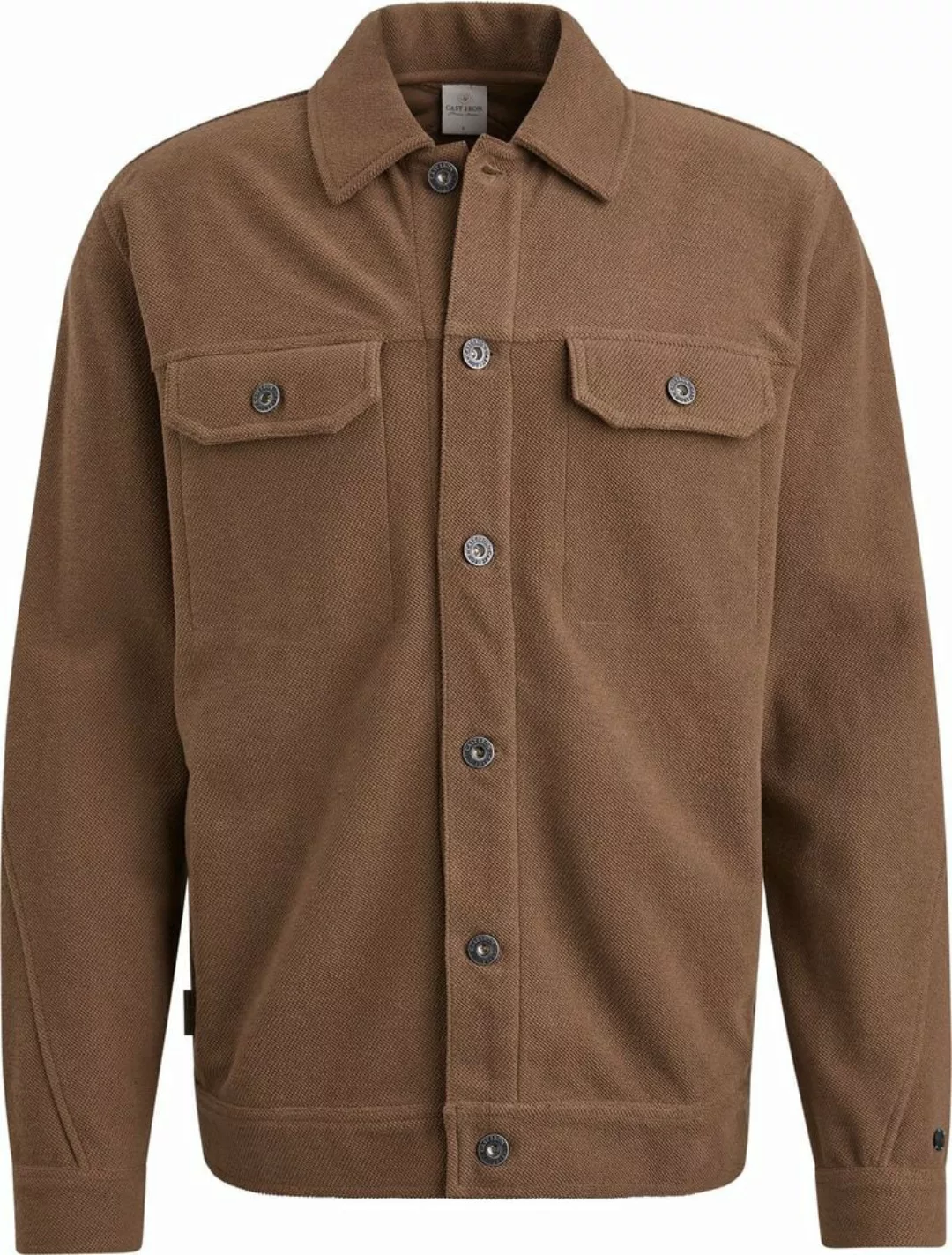 Cast Iron Overshirt Twill Jersey Braun - Größe S günstig online kaufen