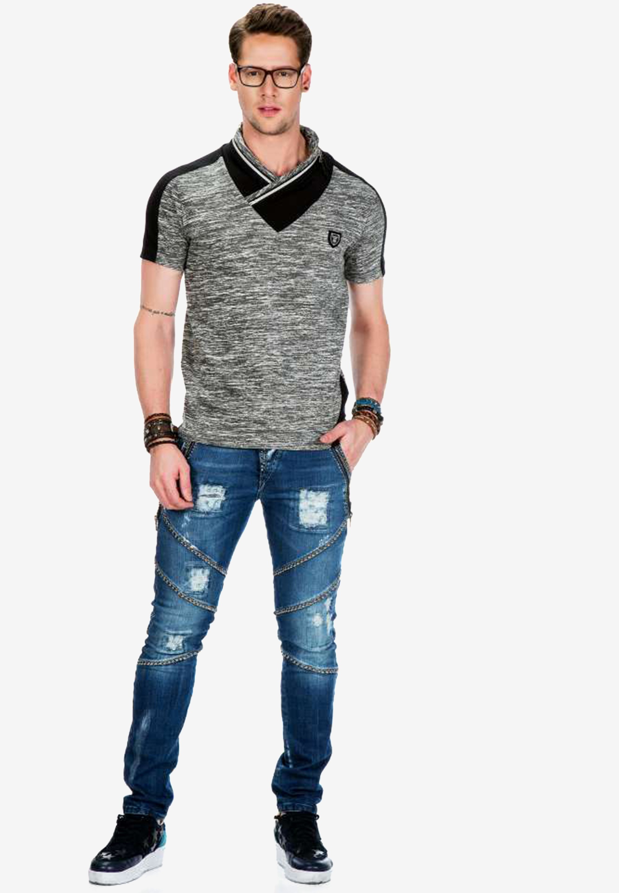 Cipo & Baxx T-Shirt, mit geschichtetem Kragen günstig online kaufen