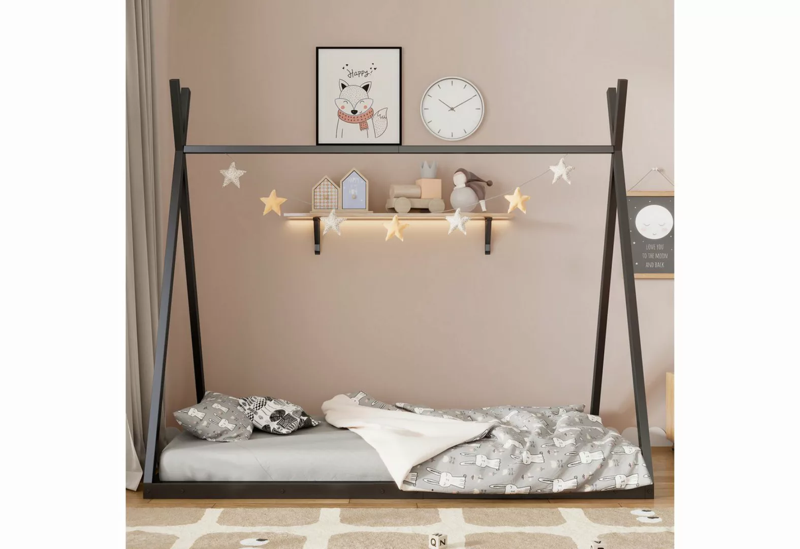 Rustrky Metallbett Kinderbett aus Eisen, Einzelbett Hausbett Gästebett Juge günstig online kaufen