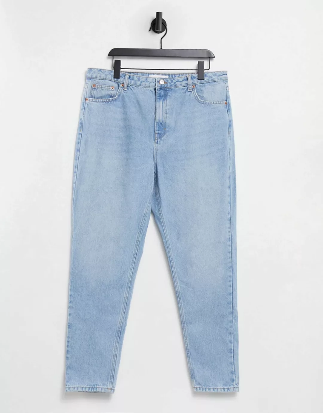 Topshop – Mom-Jeans mit ausgebleichter Waschung-Blau günstig online kaufen
