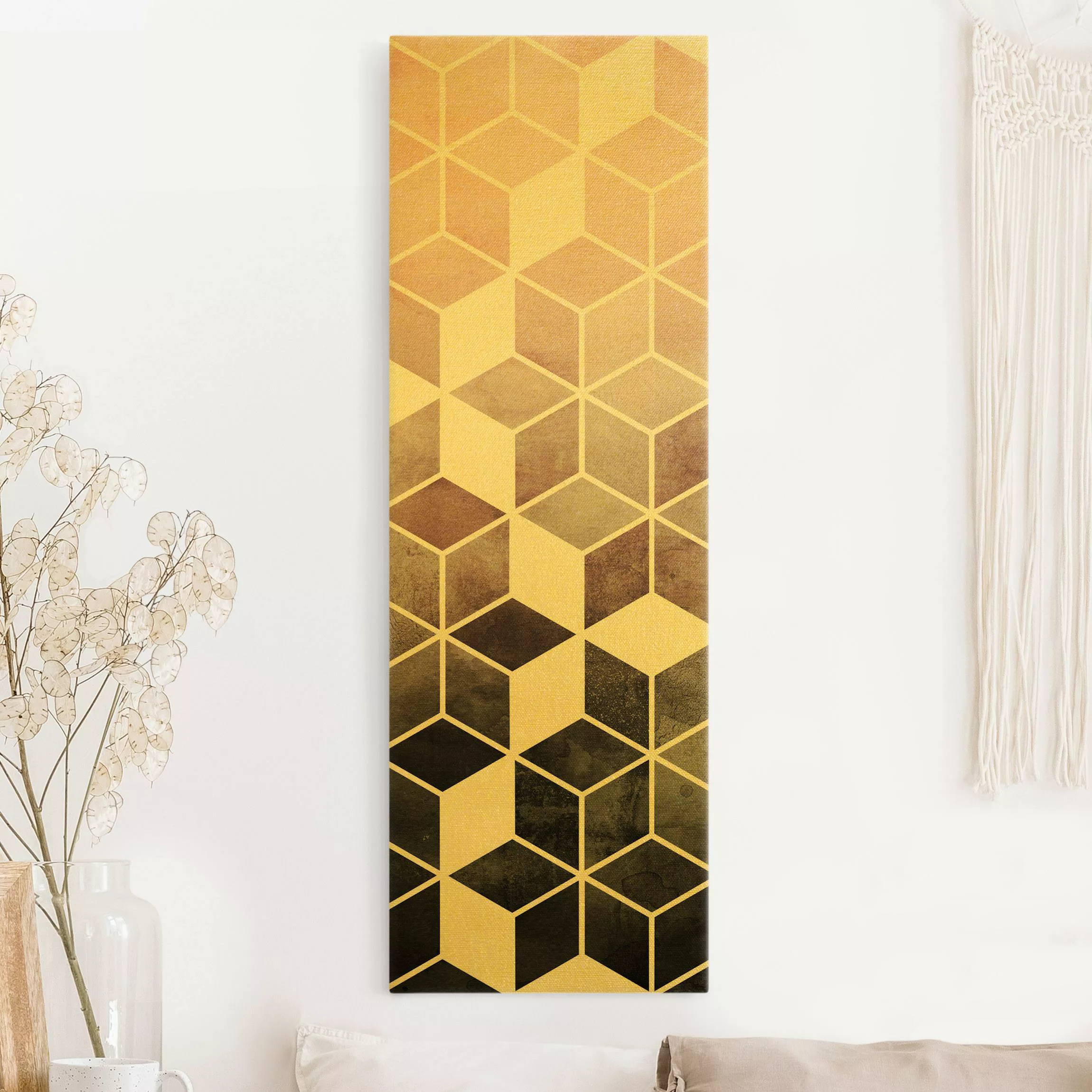 Leinwandbild Gold Goldene Geometrie - Rosa Grau günstig online kaufen