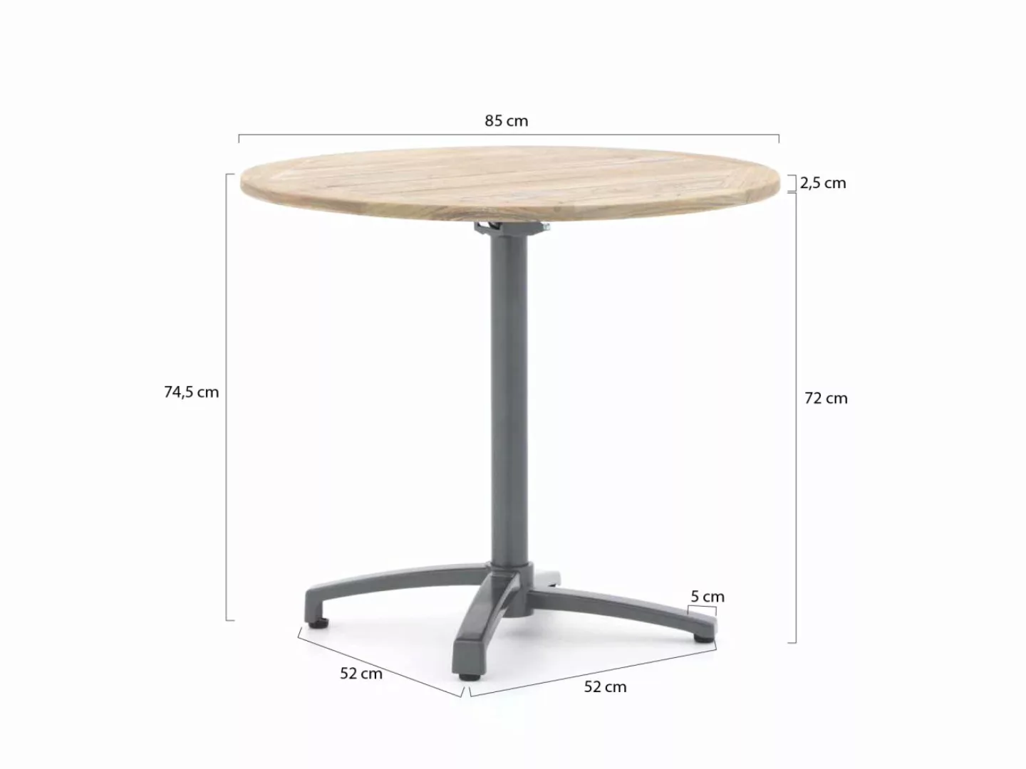 Bellagio Canzo Gartentisch klappbar ø 80 cm (h: 75 cm) günstig online kaufen