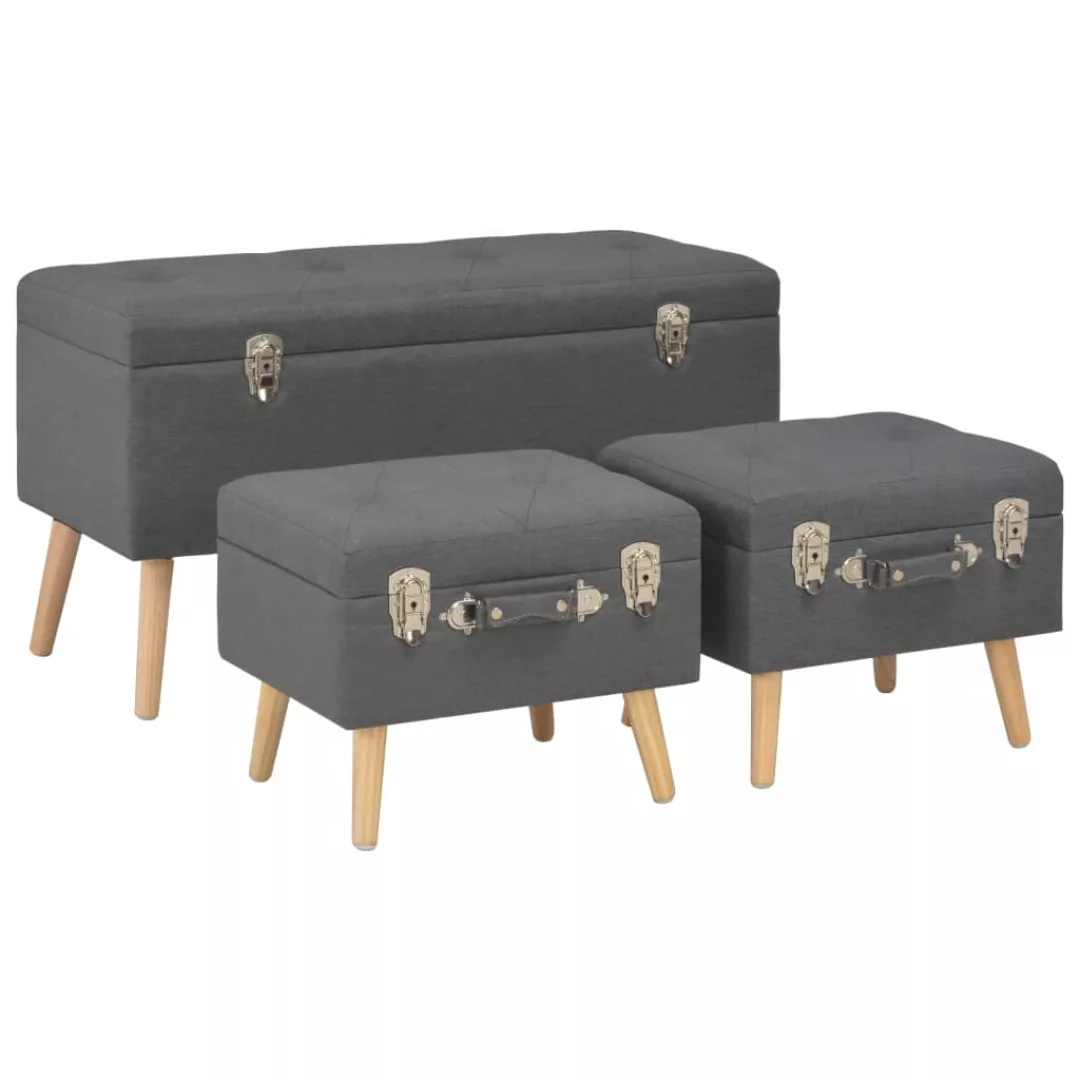 Hocker Mit Stauraum 3 Stk. Dunkelgrau Stoff günstig online kaufen