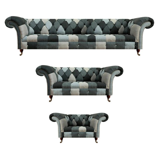 JVmoebel Chesterfield-Sofa Wohnzimmer Set 3tlg Luxus Sofa Couch Einrichtung günstig online kaufen