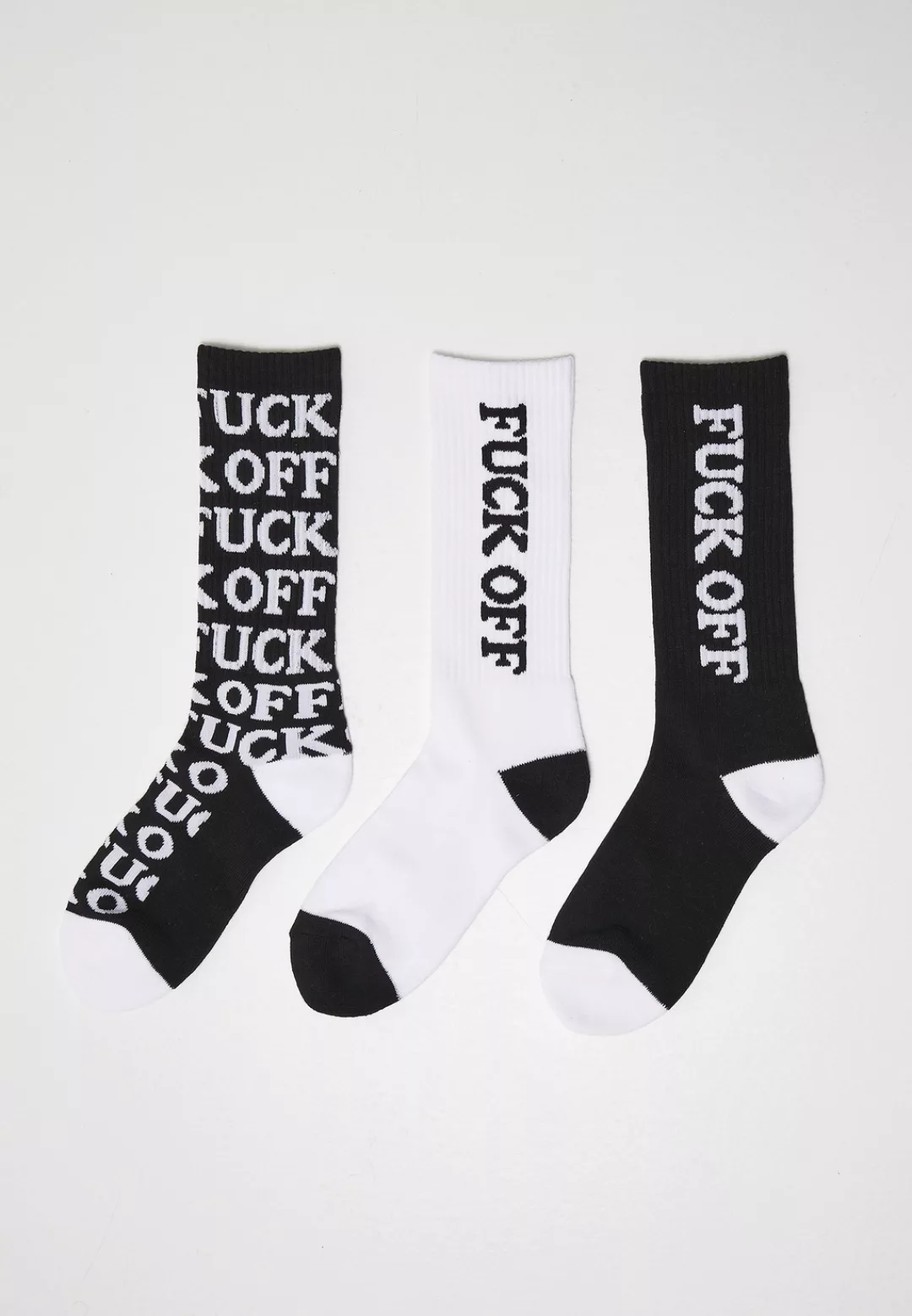 MisterTee Basicsocken "MisterTee Unisex Fuck OFF Allover 3-Pack", (1 Paar) günstig online kaufen