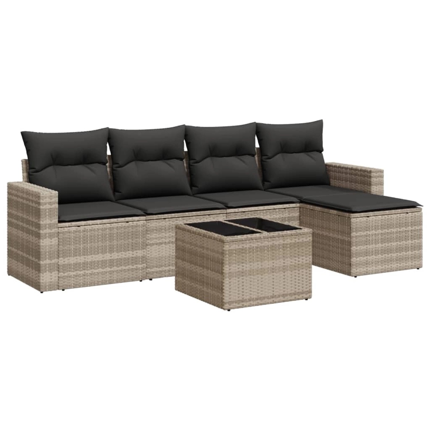 vidaXL 6-tlg Garten-Sofagarnitur mit Kissen Hellgrau Poly Rattan Modell 8 günstig online kaufen