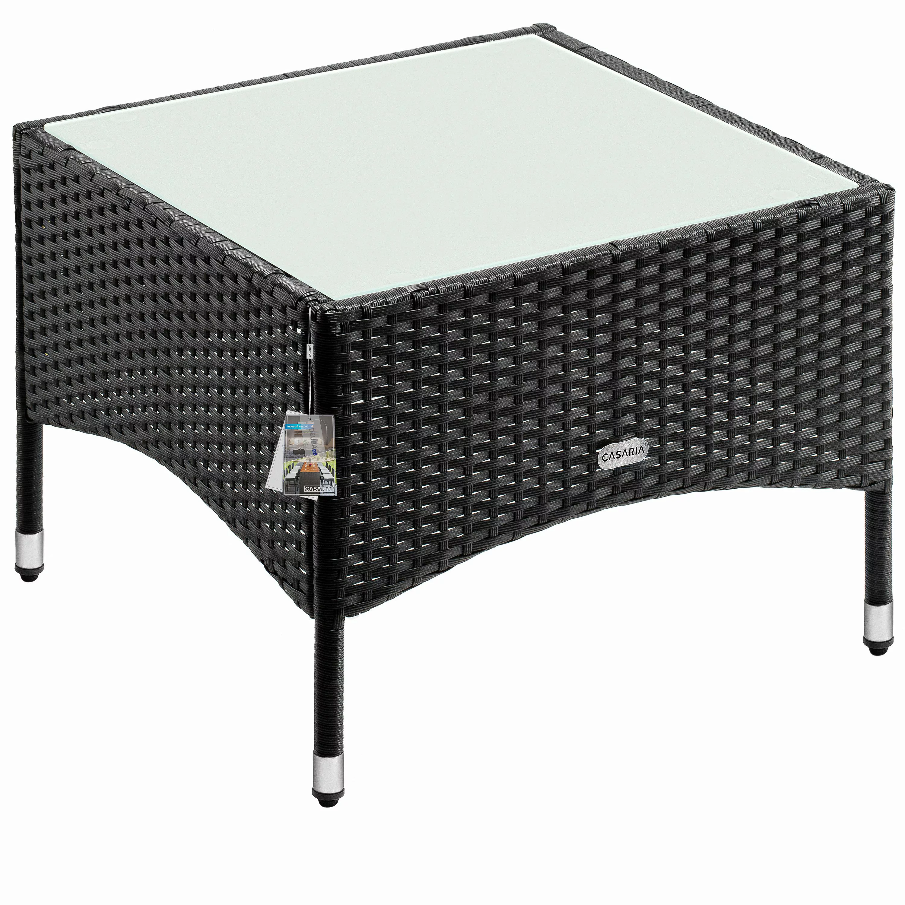 Casaria Beistelltisch, Polyrattan 58x58x42cm Höhenverstellbar 5mm günstig online kaufen
