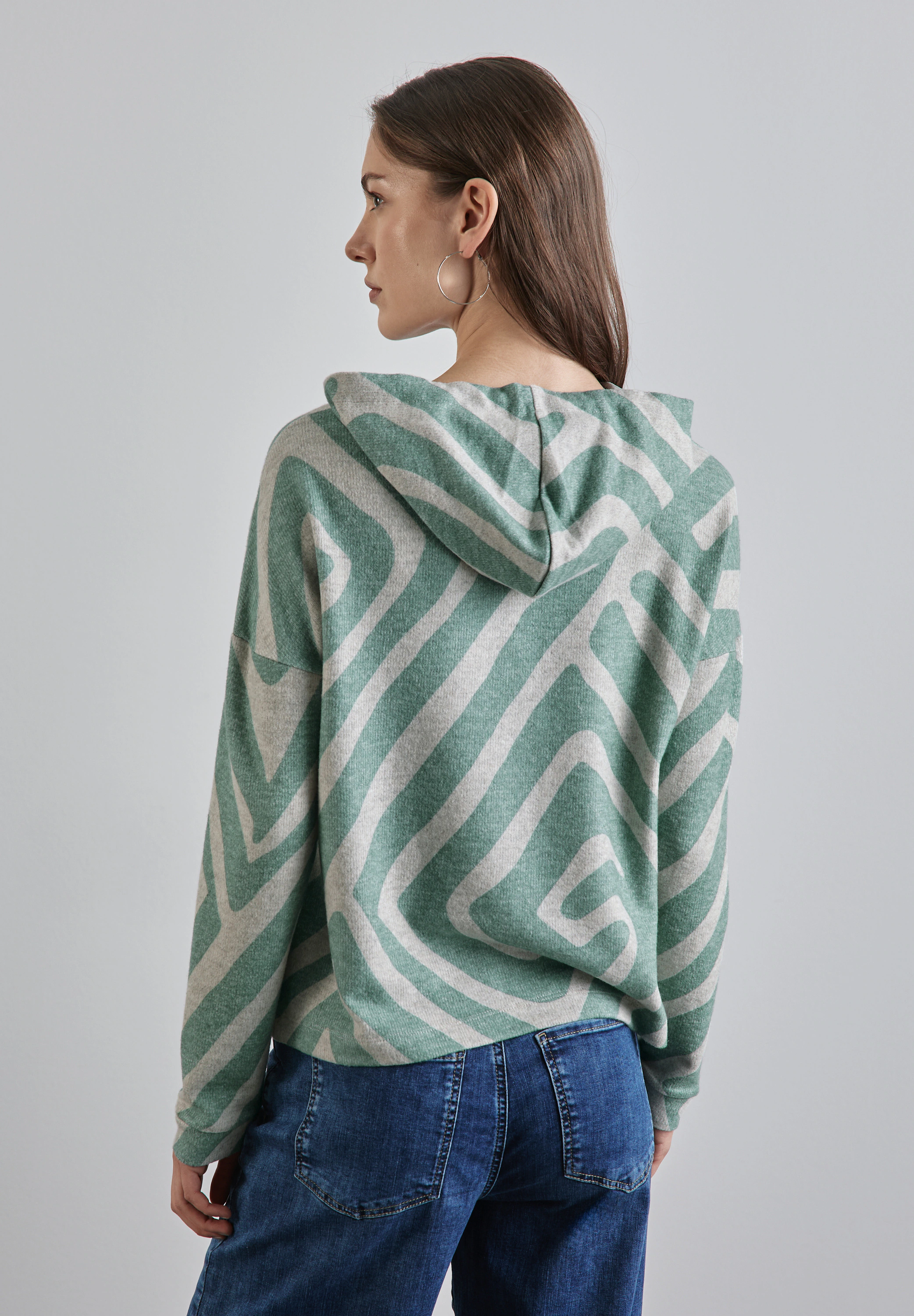 STREET ONE Hoodie – Sweatshirt mit Kapuze und geometrischem Muster günstig online kaufen