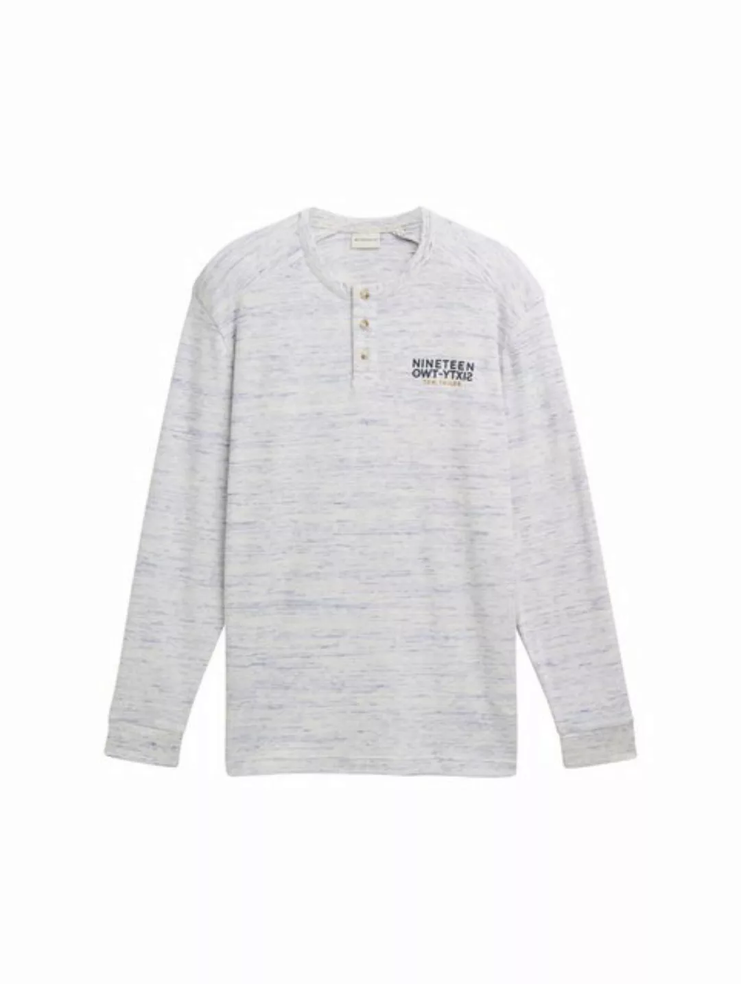 TOM TAILOR Langarmshirt Henley-Shirt mit Waffelstruktur mit Logo Print günstig online kaufen