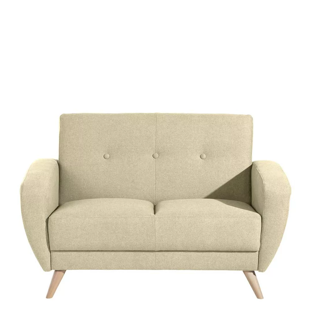 Polstersofa Zweisitzer Beige im Retrostil 136 cm breit günstig online kaufen