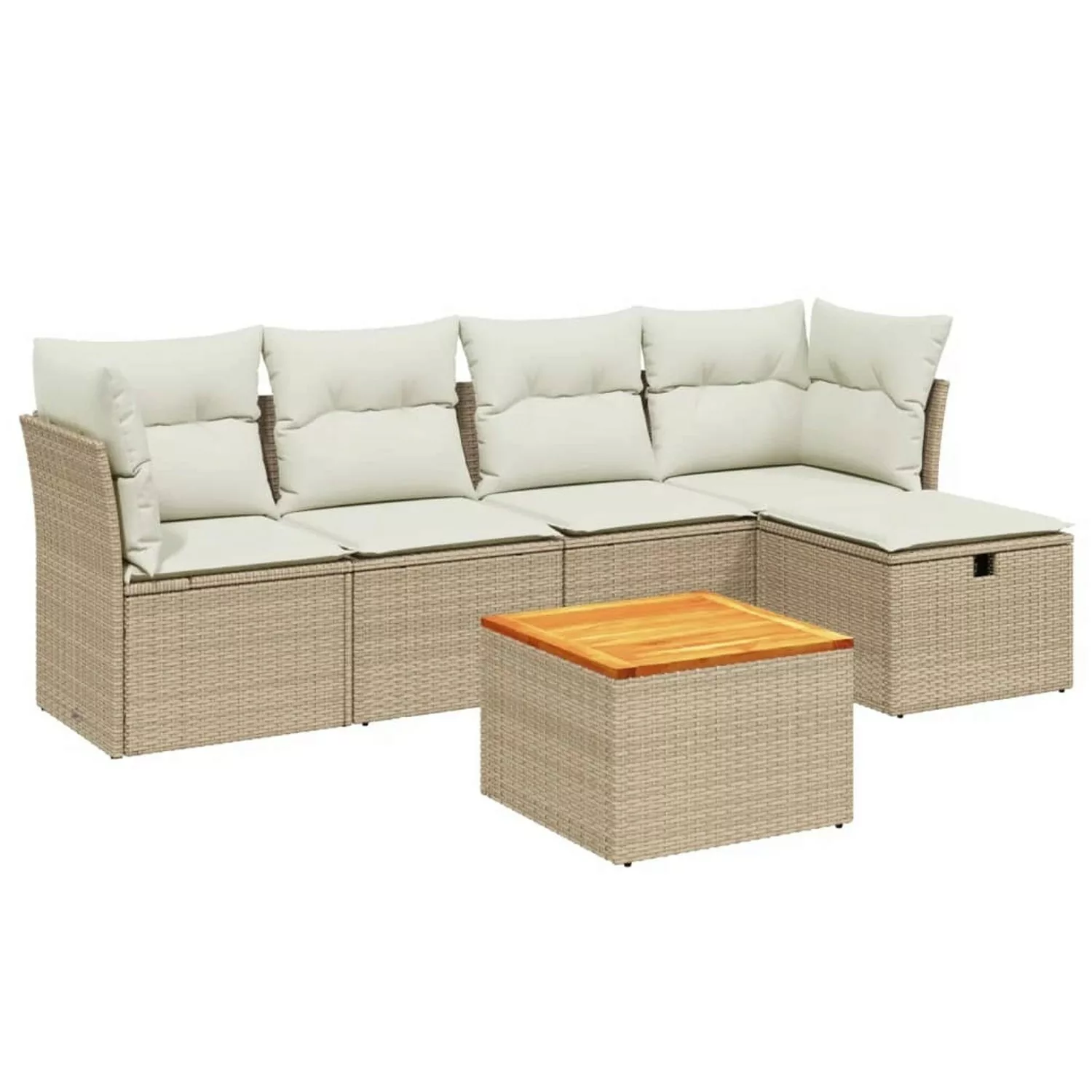 vidaXL 6-tlg Garten-Sofagarnitur mit Kissen Beige Poly Rattan Modell 225 günstig online kaufen