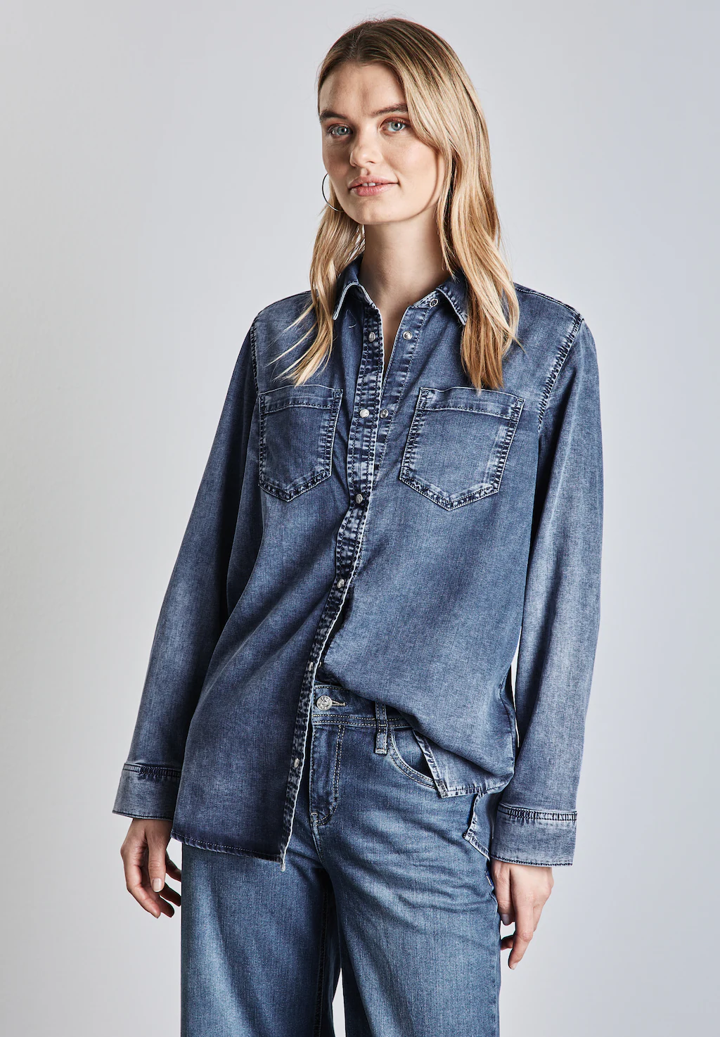 STREET ONE Jeansbluse, mit Knopfleiste günstig online kaufen